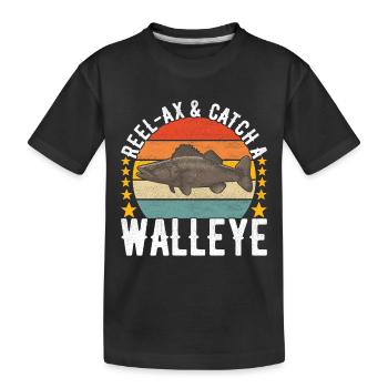 Walleye Fishing Anglers - Kids' Premium Organic T-Shirt - black - Front