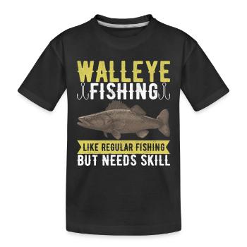 Walleye Fishing Angler - Kids' Premium Organic T-Shirt - black - Front