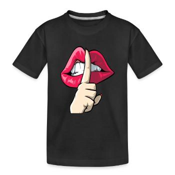 Zeigefinger vor dem Mund - Kinder Premium Bio T-Shirt - Schwarz - Vorne