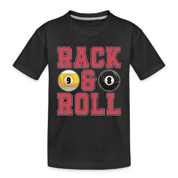 Cue Sports Rack & Roll Billiard Ball Pool Player - Kinder Premium Bio T-Shirt - Schwarz - Vorne