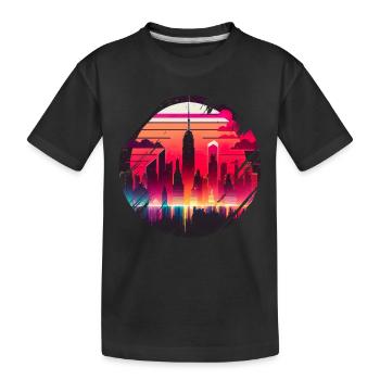 New York City Skyline Sonnenuntergang Hitze - Kinder Premium Bio T-Shirt - Schwarz - Vorne