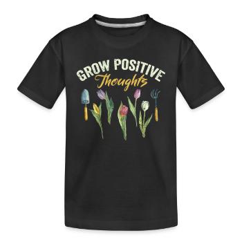 Cultiver des pensées positives Jardinage amusant - T-shirt bio Premium Enfant - noir - Devant