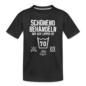 70. Geburtstag - schonend behandeln - Kinder Premium Bio T-Shirt - Schwarz - Vorne