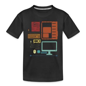 Retro Hardware Admin IT-Betrieb Informatiker - Kinder Premium Bio T-Shirt - Schwarz - Vorne