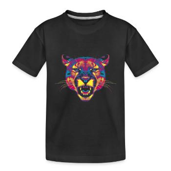 Colored mountain lion - Kids' Premium Organic T-Shirt - black - Front
