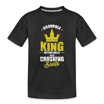 Cornhole King hitting Holes and Crushing Souls - Kinder Premium Bio T-Shirt - Schwarz - Vorne