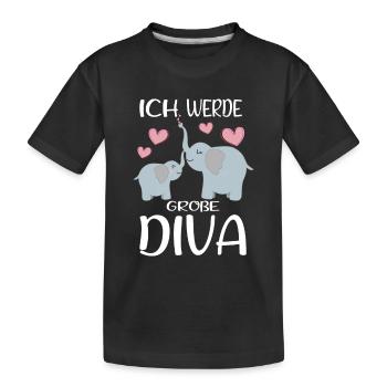 Werde Große Schwester Diva Verkünden Elefanten - Kinder Premium Bio T-Shirt - Schwarz - Vorne