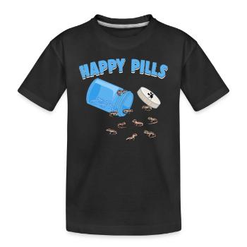 Happy Pills Eidechsen Lustiger afrikanischer Fettschwanzgecko - Kinder Premium Bio T-Shirt - Schwarz - Vorne