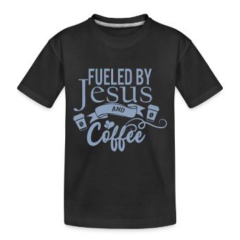 Alimenté par Jésus et le café - T-shirt bio Premium Enfant - noir - Devant