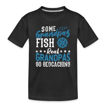 Einige Großväter fischen Echte Großväter gehen - Kinder Premium Bio T-Shirt - Schwarz - Vorne