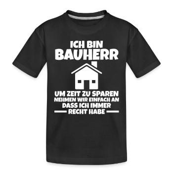 Ich Bin Bauherr - Kinder Premium Bio T-Shirt - Schwarz - Vorne