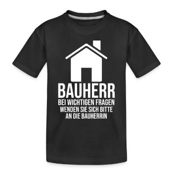 Bauherr - Kinder Premium Bio T-Shirt - Schwarz - Vorne