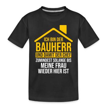 Bauherr - Kinder Premium Bio T-Shirt - Schwarz - Vorne