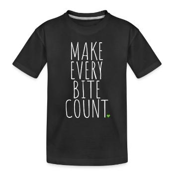 Veganer Make Every Bite Count Go Vegan Veganerin - Kinder Premium Bio T-Shirt - Schwarz - Vorne