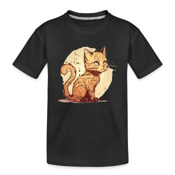 Cat in comic style - Kids' Premium Organic T-Shirt - black - Front