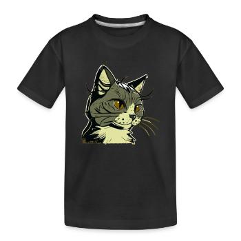 Cat in comic style - Kids' Premium Organic T-Shirt - black - Front