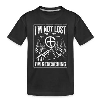 Ich bin nicht verloren ich bin Geocaching Geocache - Kinder Premium Bio T-Shirt - Schwarz - Vorne
