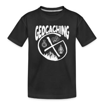Lustiges Geocaching Geocacher Camping Abenteuer - Kinder Premium Bio T-Shirt - Schwarz - Vorne