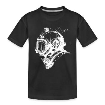 Taucherhelm Tauchen Apnoe Vintage - Kinder Premium Bio T-Shirt - Schwarz - Vorne