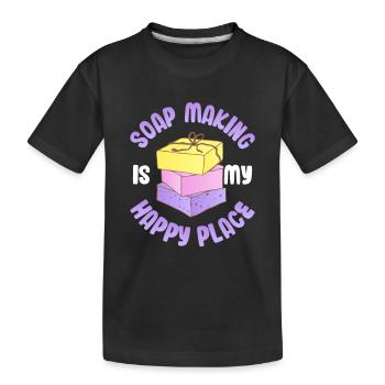 La fabrication du savon est mon endroit heureux Savonnerie Fabrication de savon - T-shirt bio Premium Enfant - noir - Devant