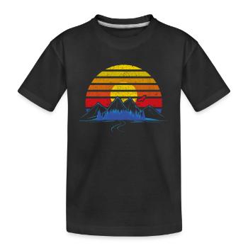 Outdoor Sonnenuntergang Berge Wald Geocaching - Kinder Premium Bio T-Shirt - Schwarz - Vorne