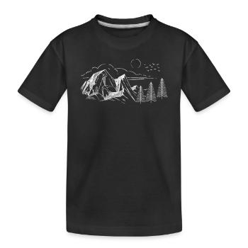 Berge Wald Camping Geocaching Wandern Jagen - Kinder Premium Bio T-Shirt - Schwarz - Vorne