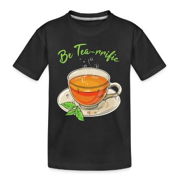 Tea Pun - Kids' Premium Organic T-Shirt - black - Front