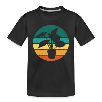 Retro houseplant - Kids' Premium Organic T-Shirt - black - Front