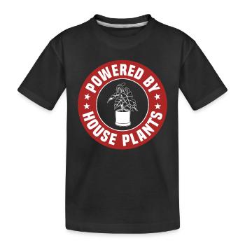 Powered by houseplants - Kids' Premium Organic T-Shirt - black - Front