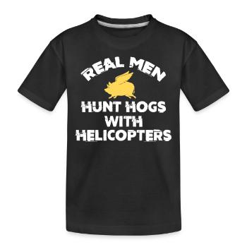 Chasse au cochon, chasseurs de sangliers - T-shirt bio Premium Enfant - noir - Devant
