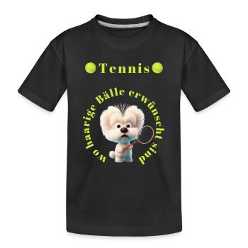 Tennis spielt gerne mit haarigen Bällen - Kinder Premium Bio T-Shirt - Schwarz - Vorne