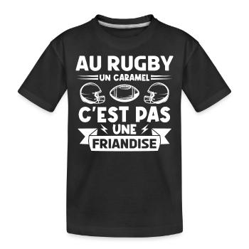 rugbyman. Cadeau fan de rugby. Au Rugby un caramel - T-shirt bio Premium Enfant - noir - Devant