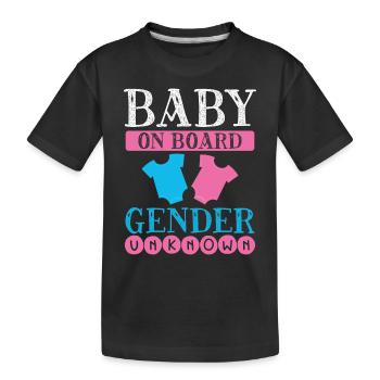 Baby An Bord Geschlecht Unbekannt - Kinder Premium Bio T-Shirt - Schwarz - Vorne