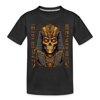 Pharao Ägypten Totenkopf Totenmaske Geschenk - Kinder Premium Bio T-Shirt - Schwarz - Vorne