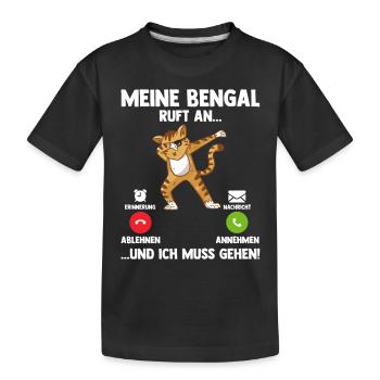 Katze Bengalkatze - Kinder Premium Bio T-Shirt - Schwarz - Vorne