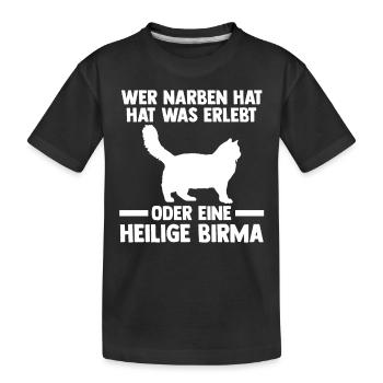 Heilige Birma Katze - Kinder Premium Bio T-Shirt - Schwarz - Vorne