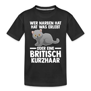 Britisch Kurzhaar Katze - Kinder Premium Bio T-Shirt - Schwarz - Vorne