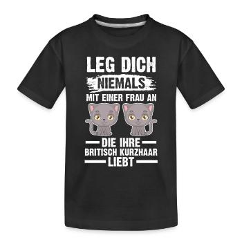 Britisch Kurzhaar Katze - Kinder Premium Bio T-Shirt - Schwarz - Vorne