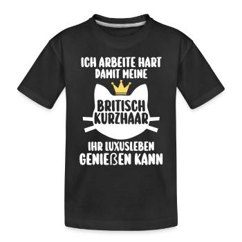 Britisch Kurzhaar Katze - Kinder Premium Bio T-Shirt - Schwarz - Vorne