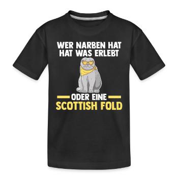 Scottish Fold Katze - Kinder Premium Bio T-Shirt - Schwarz - Vorne