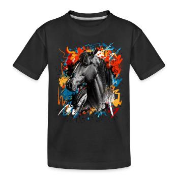 Horse - Kids' Premium Organic T-Shirt - black - Front