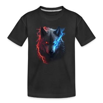 Loup foudroyant rouge et bleu - T-shirt bio Premium Enfant - noir - Devant