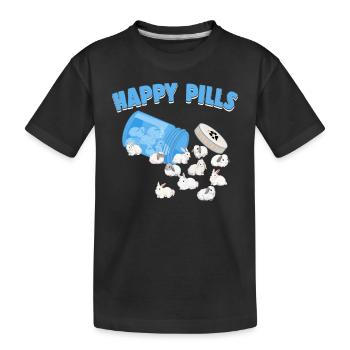 Happy Pills Kaninchenrasse Lustige englische Angora - Kinder Premium Bio T-Shirt - Schwarz - Vorne