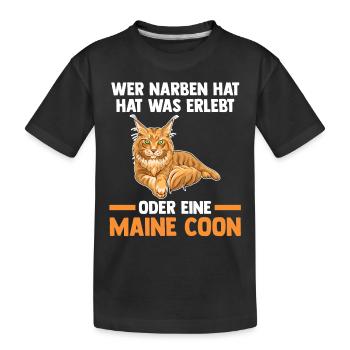 Maine Coon Katze - Kinder Premium Bio T-Shirt - Schwarz - Vorne