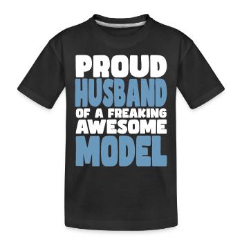 Fière épouse d’un sacré bon mannequin - T-shirt bio Premium Enfant - noir - Devant