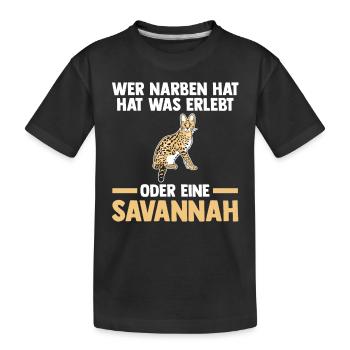 Savannah Katze - Kinder Premium Bio T-Shirt - Schwarz - Vorne