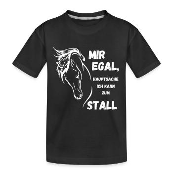 Ich kann zum Stall - Kinder Premium Bio T-Shirt - Schwarz - Vorne