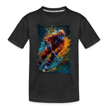Bunter Eishockey Spieler Geschenk Eishockey Fans - Kinder Premium Bio T-Shirt - Schwarz - Vorne