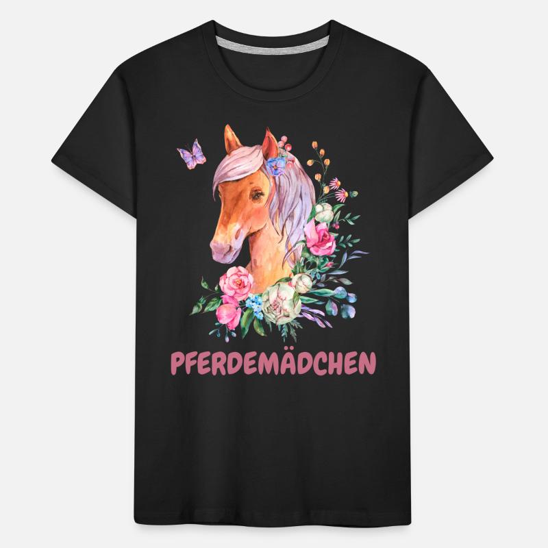 Pferdemädchen Pferd Pferdeliebe Geschenkidee Kinder Premium Bio T-Shirt