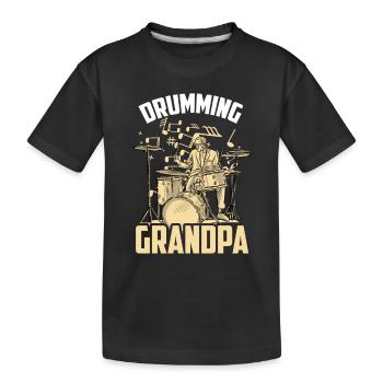 Schlagzeuger Opa Schlagzeugspielen Schlagzeug - Kinder Premium Bio T-Shirt - Schwarz - Vorne